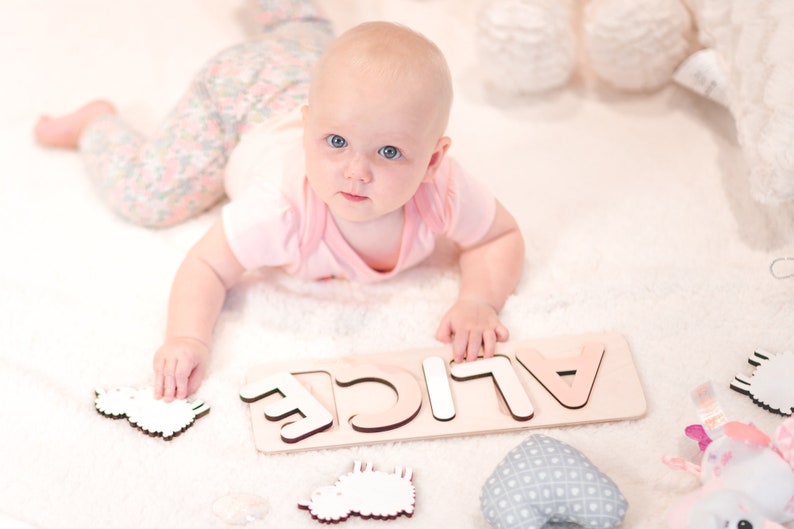 Personalized Baby Name Puzzle, Nursery Room Decor, Wooden Kid Name Jigsaw Puzzle, Baby shower and First Birthday Gift Custom Wood Name Sign image 8