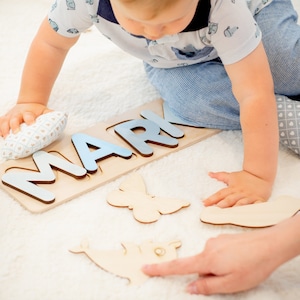 Personalized Baby Name Puzzle, Nursery Room Decor, Wooden Kid Name Jigsaw Puzzle, Baby shower and First Birthday Gift Custom Wood Name Sign image 3