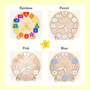 Personalized Wooden Name Clock with Shape Eastern Gift Puzzle Toys for Toddler Gift 1st Birthday Christmas Montessori Toy Baby Gift Boy Girl image 8