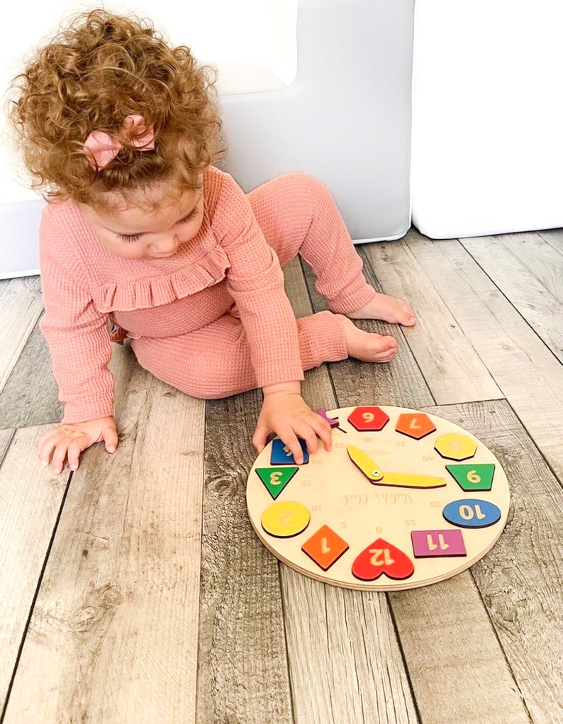 Personalized Wooden Name Clock with Shape Eastern Gift Puzzle Toys for Toddler Gift 1st Birthday Christmas Montessori Toy Baby Gift Boy Girl image 5