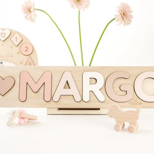 Name puzzle Personalized gift First birthday Gift wooden name puzzle baby boy gift Baby name sign 1 year old girl gift montessori toy image 7