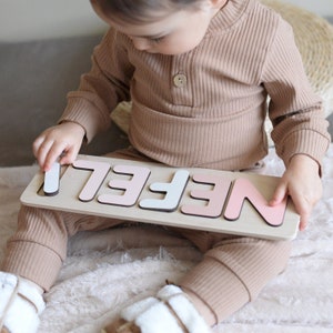 Name Puzzle 1st Easter Gift Personalized Baby Gift First Birthday Baby Boy Gift for Toddlers Custom Wooden Puzzle Baby Girl Gift immagine 6