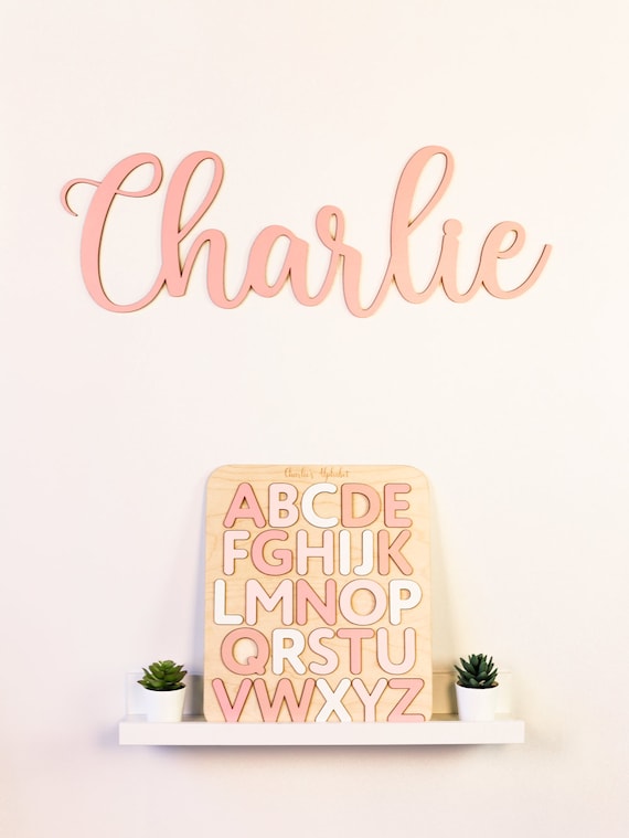 Nursery Decor Cursive font Custom Name Sign Baby Shower Will you be my