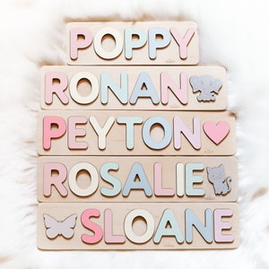 Wooden Name Puzzle, Gift for Kids, Name Puzzles for Toddlers, Montessori Baby Toys, First Birthday Gift, Baby Shower Gift Sloane Ronan