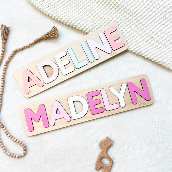 Personalized Name Puzzle With Pegs Toddler wooden Toys Montessori Toys Baby Shower  Gift Wooden Toys 1st Birthday gift first Easter
