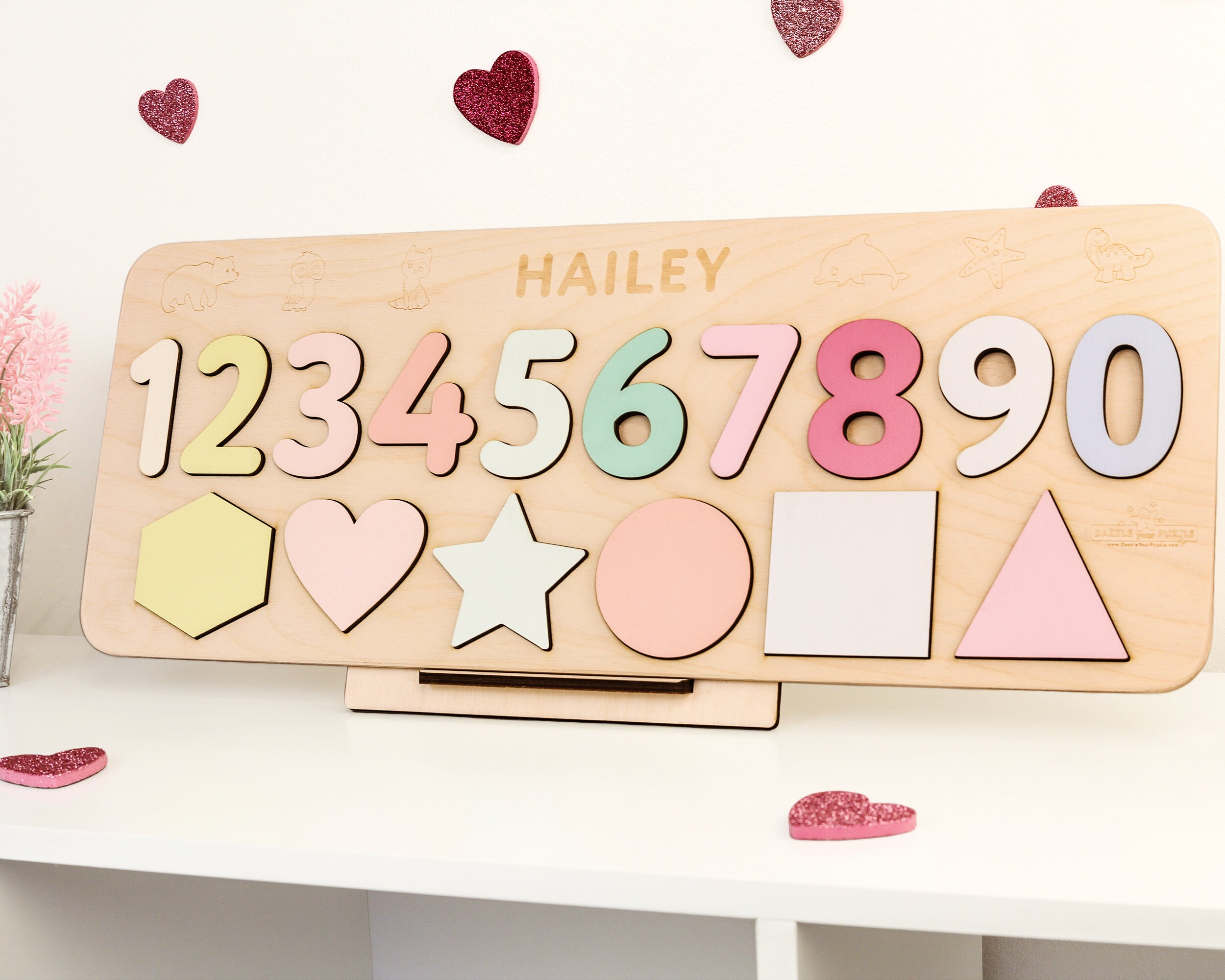 Wooden Name Puzzle With Shapes and Numbers Busy Puzzle Etsy