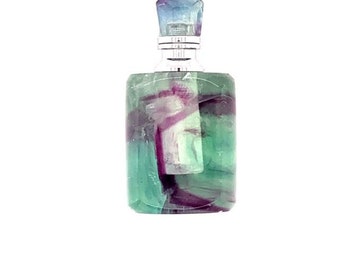 Purple and Green Flourite with Sterling Silver Potion Bottle