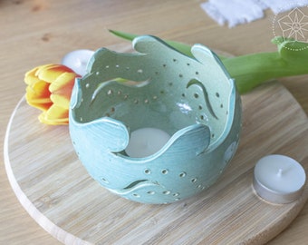 Source - Handmade ceramic tealight holder, candle lamp