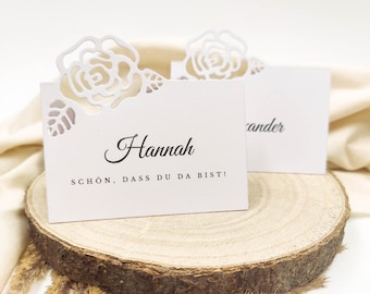 Tischkarten Hochzeit, Schön dass du da bist, Platzkarten, Namensschild Hochzeit, Namenskarten, Namenskärtchen Hochzeit, personalisiert