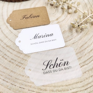 Tarjetas de lugar de boda, tarjetas de lugar, etiquetas de regalo personalizadas, etiquetas agradables de que estés aquí, tarjetas de nombre de boda, tarjetas de lugar