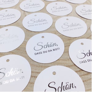 Ciondolo Bello che tu sia qui, argento, carta bianca, ciondolo regalo per gli ospiti, etichetta regalo matrimonio, ciondolo comunione, fatto a mano