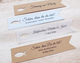 Anhänger Konfirmation, Anhänger Kommunion, Konfirmation Tischkarten, Platzkarten Jugendweihe, Tischkarten Kommunion, Schön dass du da bist