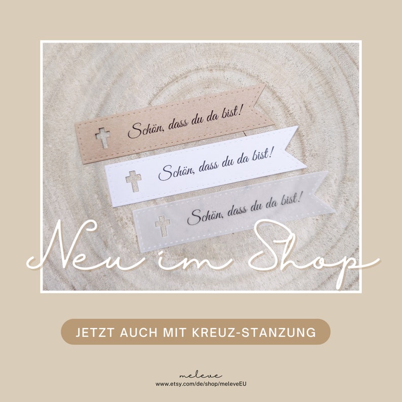 Anhänger Konfirmation, Anhänger Kommunion, Konfirmation Tischkarten, Platzkarten Jugendweihe, Tischkarten Kommunion, Schön dass du da bist Bild 5