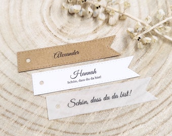 Namensschild Hochzeit, Tischkarten, Schön dass du da bist Anhänger, Platzkarten, Geschenkanhänger personalisiert, Namenskarten Hochzeit