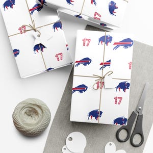 Buffalo Bills Gift Wrap Papers, Sports Themed Wrapping Paper, Tailgate Party Supplies, Birthday or Holiday Wrapping, Fan Merchandise