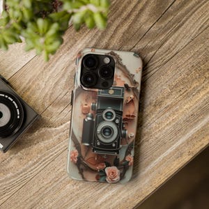 Vintage Camera Tough Phone Case | Photography Lover Gift, Floral Design, Durable Cases, Unique Phone Accessories