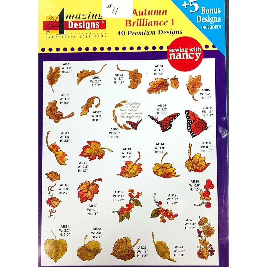 Amazing Designs Embroidery Software Autumn Brilliance 40 Designs Etsy