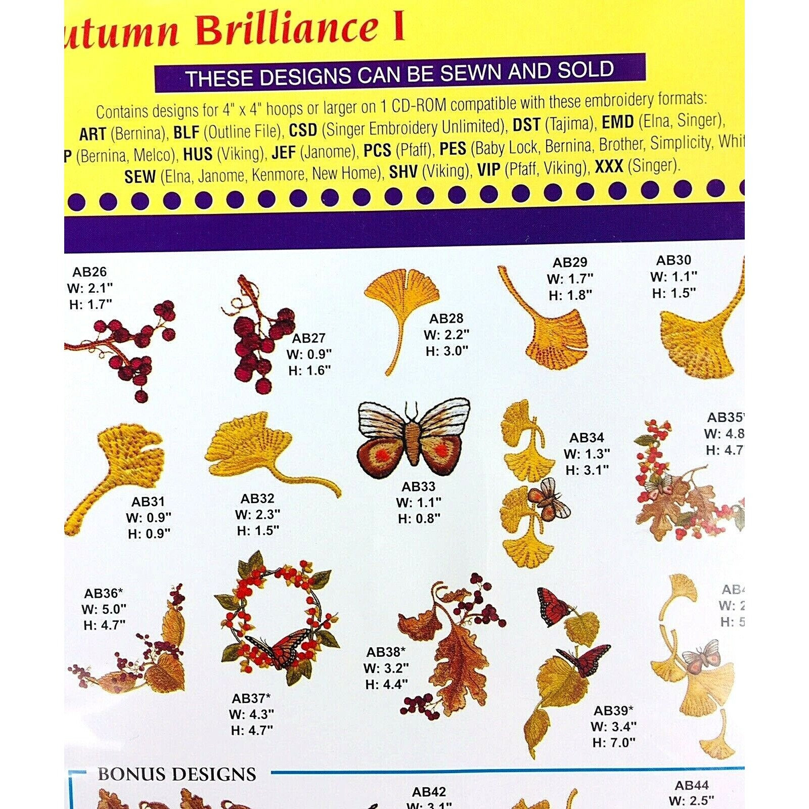 Amazing Designs Embroidery Software Autumn Brilliance 40 Designs Etsy