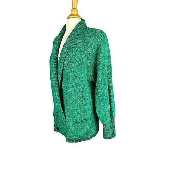 Vintage Sideffects Long Cardigan green & black Sw… - image 3