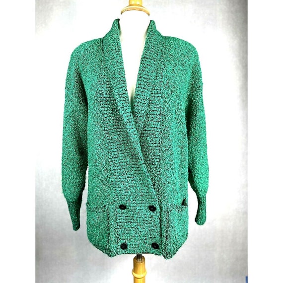 Vintage Sideffects Long Cardigan green & black Sw… - image 6