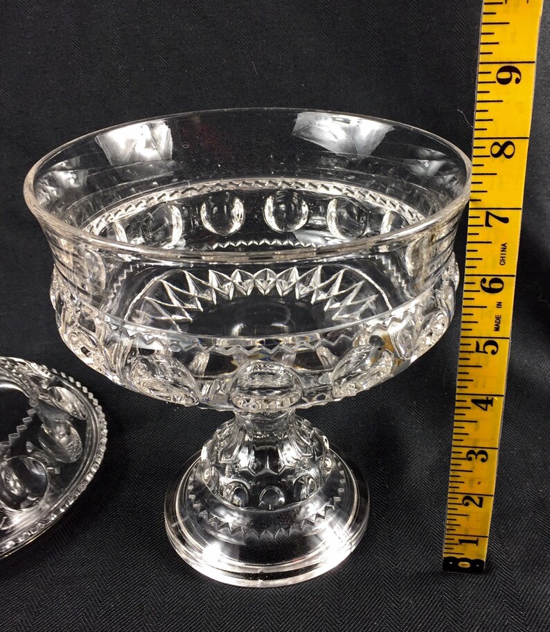Pressed glass Kings crown thumb print pedestal covered candy Etsy