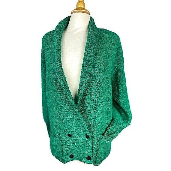 Vintage Sideffects Long Cardigan green & black Sw… - image 2