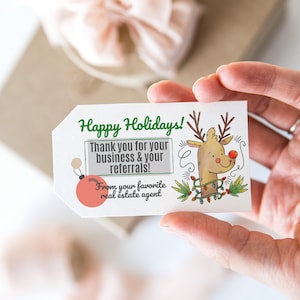 Étiquette publicitaire pour agent immobilier Noël, Popby pour agence immobilière, Idée de décoration pop-by pour décembre hiver, Étiquettes cadeaux pour Noël, Cookie Pop By Hot Cocoa