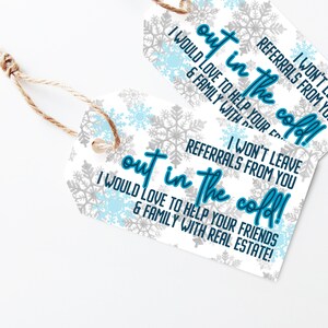 Winter pop by tag, December pop by tag, realtor gift tag, happy holidays pop by, christmas pop by, realtor pop by ideas, realtor buffini