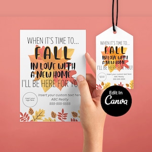 Pop personnalisable d'automne immobilier par étiquette | Pop By téléchargeable | TOILE MODIFIABLE | Cartes postales imprimables à étiquettes instantanées | Visite touristique de septembre