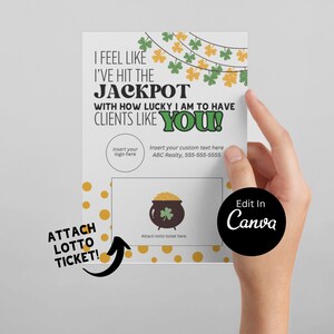 Personalizowana karta losu loterii St Patricks na nieruchomości | Dzień Świętego Patryka | Możliwość pobrania Pop By | EDYTOWALNY CANVA | Pocztówki do wydrukowania