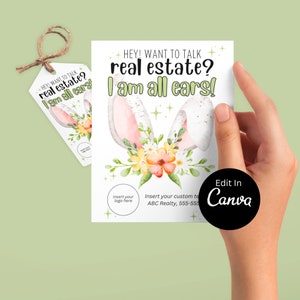 Personnalisable printemps Pâques Pop par étiquette pour l'immobilier | Lapin de Pâques | Pop By téléchargeable | TOILE MODIFIABLE | Cartes postales imprimables