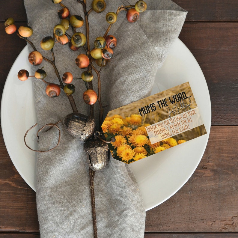 Mums Pop By Tag, Fall Plant, Plant Pop By, Thanksgiving Pop By Tags, Realtor Pop By Ideas, Real Estate Marketing, Mums Gift Tag, September image 3