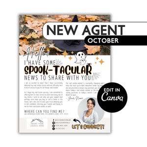 Folleto personalizable para AGENTES NUEVOS / Anuncio para agentes inmobiliarios / Boletín informativo editable para agentes inmobiliarios / Plantilla CANVA para nuevos licenciatarios