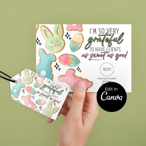 Customizable Spring Cookies Pop By Tag for Real Estate | Easter Bunny Card | Downloadable Pop By | EDITABLE CANVA | Postcards Printable