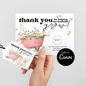 Customizable Spring Florals Real Estate Plant Pop By Tag | Customizable Pop By | EDITABLE CANVA | Business Grow Spring Client Gift Tag