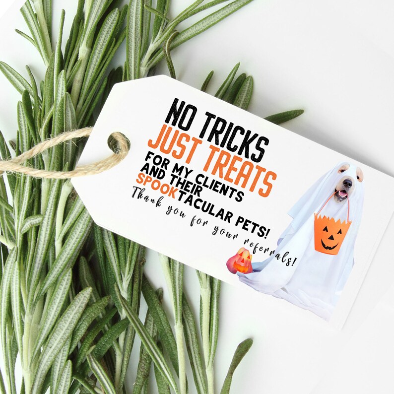 CUSTOMIZABLE Dog Pop By Tag, Dog Treat Pop by, Halloween Pet Popby, Funny Halloween Gift, Client Pop By, Premade Pop By Tag, Realtor October image 1