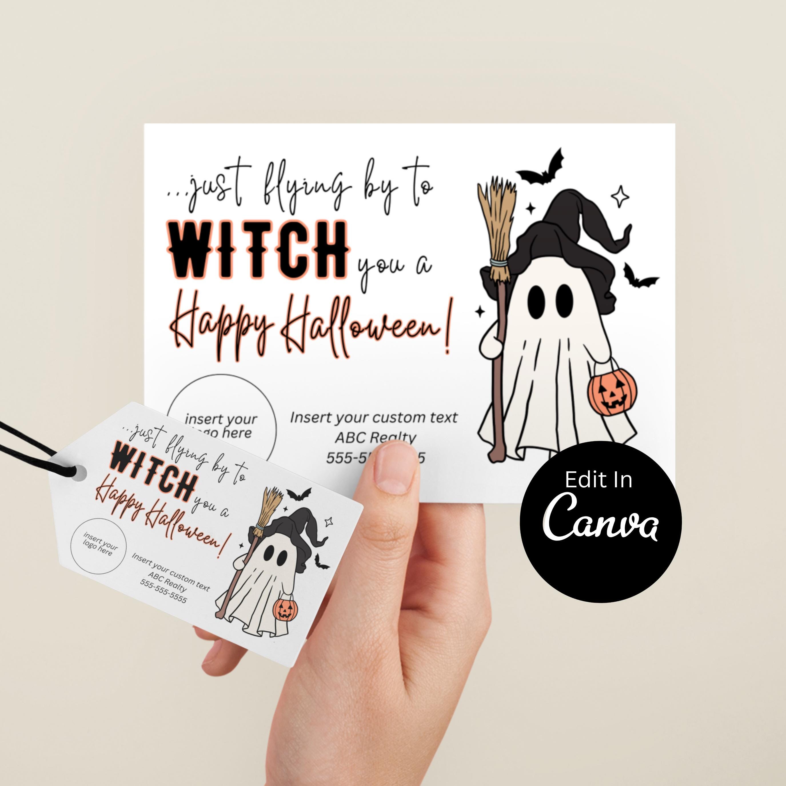 Customizable Real Estate Halloween Pop By Tag Card | Customizable Pop By | EDITABLE CANVA | Pop-By Tags Postcards Printable | October Pop-by