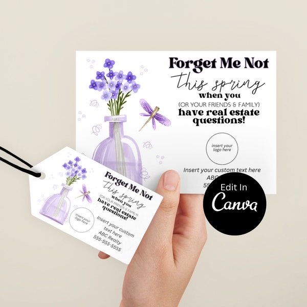 Customizable Forget Me Not Pop By Seed Packets | Downloadable Pop By Tag | EDITABLE CANVA | Spring Pop By Flower Seed Packet Tag April May