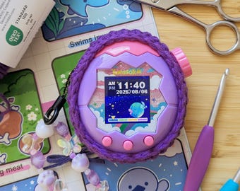 Crochet cases for Tamagotchi: Paradise, 4u/4u+ 100% cotton. With ears and bows. Handmade Tamagotchi accessory for Tamagotchi collectors