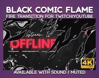 Black Fire Comic Transition: Animated Twitch Stinger (4K & 1080p)
