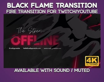 Black Flame Cartoon Fire Transition: Animated Stream Stinger (MOV & WEBM)