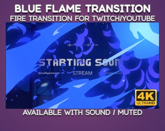 Blue Flame Cartoon Fire Transition: Animated Twitch Stream Stinger (Digital Download)