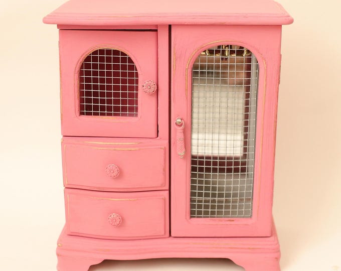 Vintage Pink Jewelry Box, Shabby Chic, Distressed Wood Jewelry Box ...