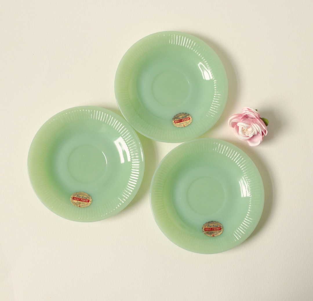 Vintage Jadeite Saucers With Stickers Original Tags Sticker Etsy