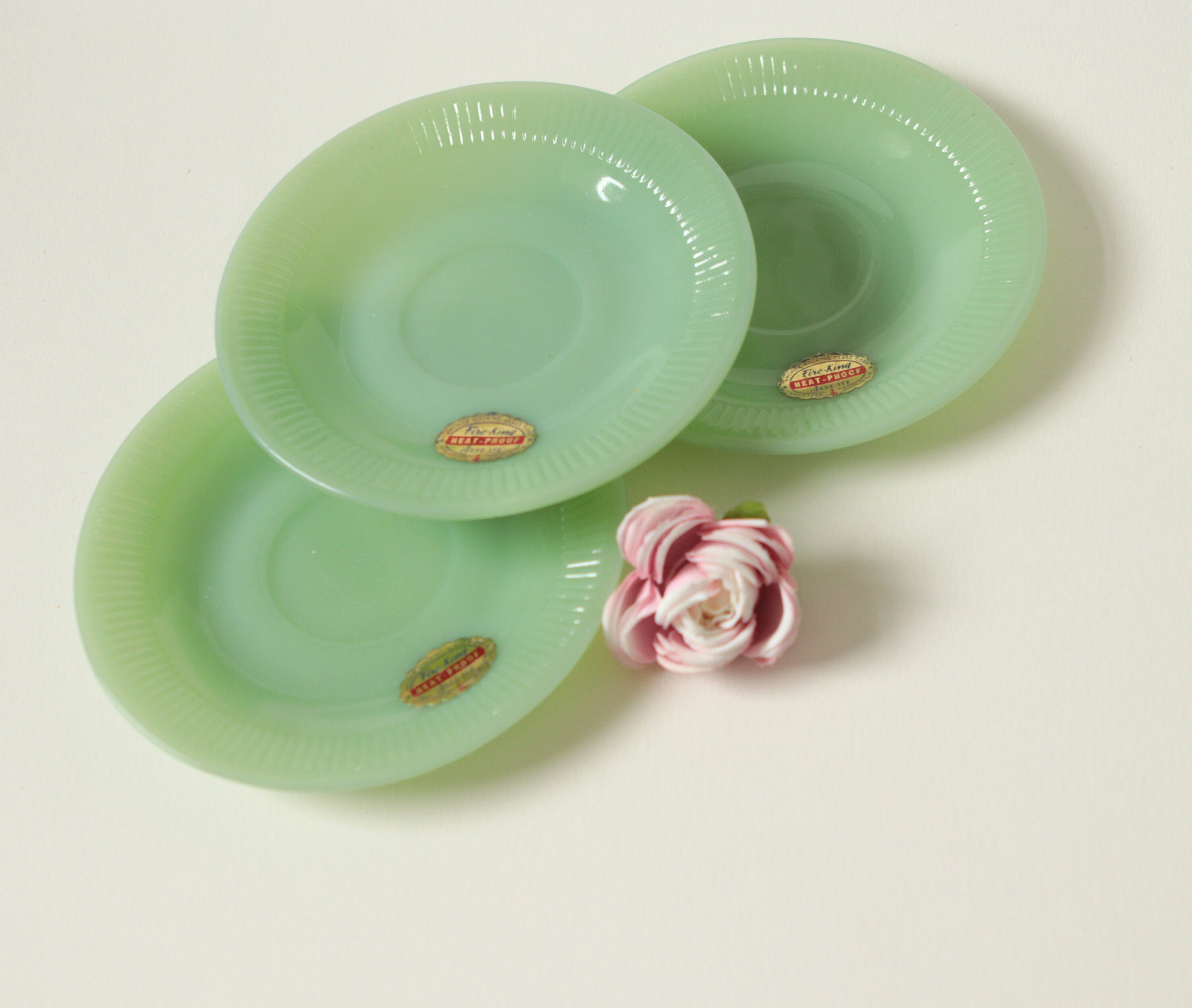 Vintage Jadeite Saucers With Stickers Original Tags Sticker Etsy