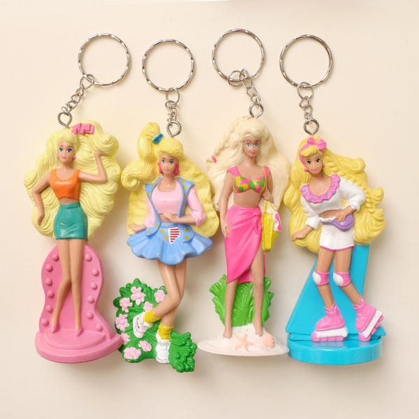 Vintage Barbie Happy Meal keychains, Upcycled bag swag charm