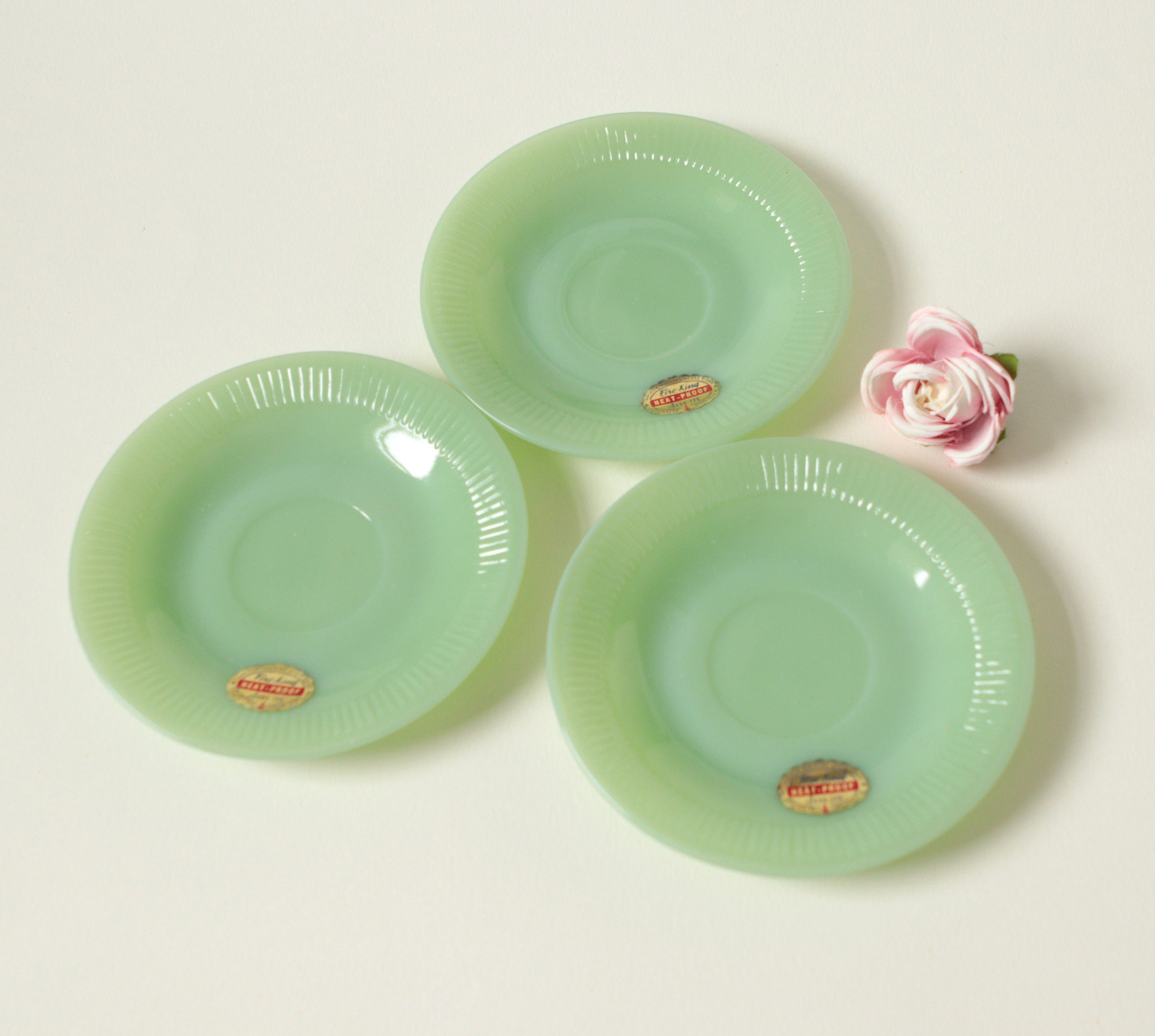 Vintage Jadeite Saucers With Stickers Original Tags Sticker Etsy