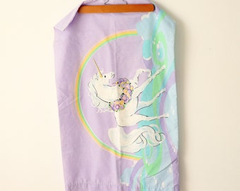 Vintage unicorn pillowcase, 1980's standard, 80s pillow case, Lavender rainbow unicorn, Sears