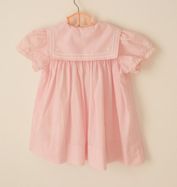 Vintage little girl sailor dress, Pink sailor dre… - image 3