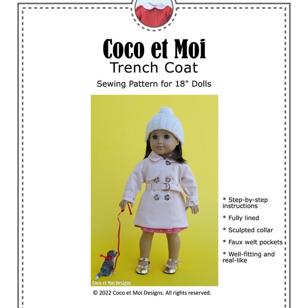 Trench Coat PDF | 18 inch doll sewing patterns